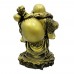 Large Size Brass Color Handmade Poly Laughing Buddha With Ru Yi On Shoulder Carrying Dragon - YCBIGBDRG