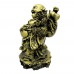 Large Size Brass Color Handmade Poly Laughing Buddha With Ru Yi On Shoulder Carrying Dragon - YCBIGBDRG