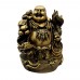 Medium Size Brass Handmade Laughing Buddha With Ru Yi On Shoulder Carrying Large Coins and Dragon - YCBUDRG01