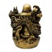 Medium Size Brass Handmade Laughing Buddha With Ru Yi On Shoulder Carrying Large Coins and Dragon - YCBUDRG01