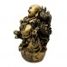 Medium Size Brass Handmade Laughing Buddha With Ru Yi On Shoulder Carrying Large Coins and Dragon - YCBUDRG01