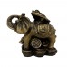 Handmade Poly Brass Color Elephant and Frog Animal Figurine Statue - YCELFG