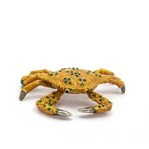 Handcrafted Bejeweled Wish Fulfilling Crab Figurine  Jewelry Trinket Box With Gems Orange Color YHX-CRB01