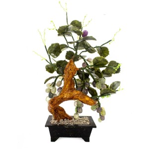 Beautiful Vintage Chinese Artificial Jade Grape White Bonsai Tree With Marble Big YJH-GRPS07