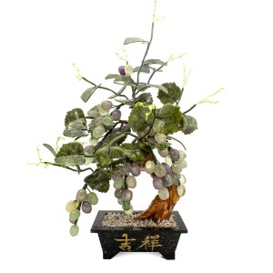 Beautiful Vintage Chinese Artificial Jade Grape White Bonsai Tree With Marble Big YJH-GRPS07