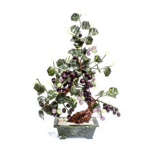 Beautiful Vintage Chinese Artificial Jade Grape Violet Pink Bonsai Tree With Marble Big YJH-GRPS13