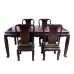 Dark Cherry Solid Rosewood Dining Table Set 5 Pc Set Carvings On Table And Chairs - YSCT01