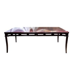 Dark Cherry 7 Piece Elegant Oriental Dining Table Set Corner Round Rectangular Shape - YSN0617