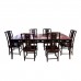 Dark Cherry 7 Piece Elegant Oriental Dining Table Set Corner Round Rectangular Shape - YSN0617