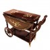 Solid Rosewood Drop Leaf Tea Trolley / Serving Cart with Mother of Pearls Inlaid Dark Red Cherry  LK93-000454C3