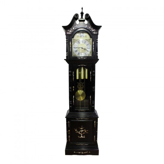 Rosewood Grandfather Clock Triple Chime  Mother Of Pearls Inlaid Dark Red Cherry LK94-000154A