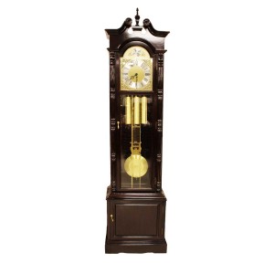 Rosewood Grandfather Clock With 3 Side Glass Cabinet  Dark Cherry LK94-000454