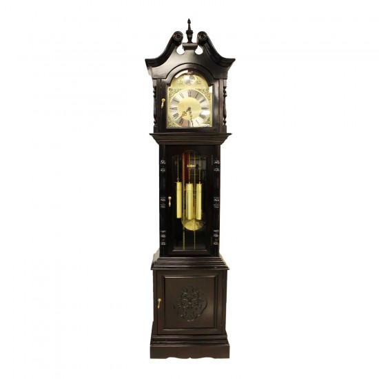 Rosewood Triple Chime Grandfather Clock With Bottom Cabinet Dark Red Cherry  LK94-00144A