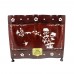 Oriental Rosewood Jewelry Box with Mother Of Pearls Inlaid Open Three Side for Jewelry and Precious Ornaments Cherry Finish with Gold Brass Metal Hinges CBJB-001