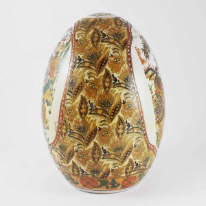 Vintage Satsuma Egg, Satsuma Pottery Egg Of 6 Inch Size With Handpainted  Chinoiseries, Painted Ceramic Porcelain Egg Form Decorative Accessory, Detailed With Peacock, Floral Blossoms CHE6-03