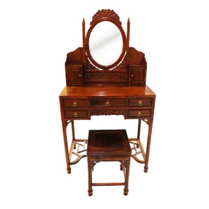 Solid Rosewood Dressing Table and Stool Single Mirror Natural Finish LK-120CL