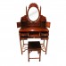Solid Rosewood Dressing Table and Stool Single Mirror Natural Finish LK-120CL
