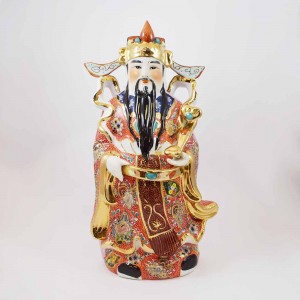 Porcelain Multicolored Fengshui FUK LUK SAU Represents Good Luck,  Authority, Youth and Immortality 