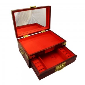 Oriental Rosewood jewelry Box with Mirror Top and Drawers for Jewels 