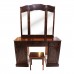 Vintage Antique Dresser Vanity Table & Stool Trifold/Three 3 Panel Mirror Light Cherry Finish LK65-7300038P