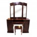 Vintage Antique Dresser Vanity Table & Stool Trifold/Three 3 Panel Mirror Light Cherry Finish LK65-7300038P