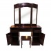 Vintage Antique Dresser Vanity Table & Stool Trifold/Three 3 Panel Mirror Light Cherry Finish LK65-7300038P