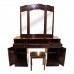 Vintage Antique Dresser Vanity Table & Stool Trifold/Three 3 Panel Mirror Light Cherry Finish LK65-7300038P