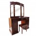 Vintage Antique Dresser Vanity Table & Stool Trifold/Three 3 Panel Mirror Light Cherry Finish LK65-7300038P