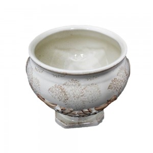 Handmade Porcelain Pedestal Fish Pot Bowl for Home Décor LK8B-8INB01