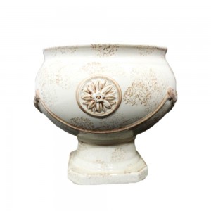 Handmade Porcelain Pedestal Fish Pot Bowl for Home Décor LK8B-8INB01