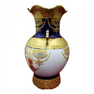Handpainted Porcelain Flower Pot Vase with Blue and Golden Finish LKJB1-10V01
