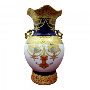 Handpainted Porcelain Flower Pot Vase with Blue and Golden Finish LKJB1-10V01