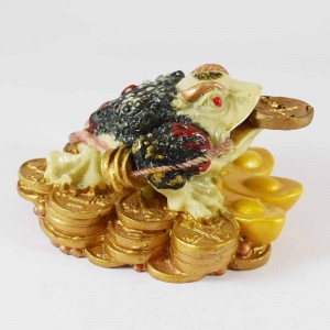 Multicolored Handmade Money Frog Sitting On Treasure And Ingots YJLB-MFG/S01