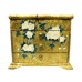 Oriental Lacquer Finish Jewelry Box with Flower and Birds Painting Gold & Green Color YSYDB01