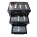 Hand Painted Black Lacquer Finish Nest of 3 Table With Geisha Inlaid With Mother Of Pearl Horse Shoe Leg  Design Glass Top - LK-HA/1948