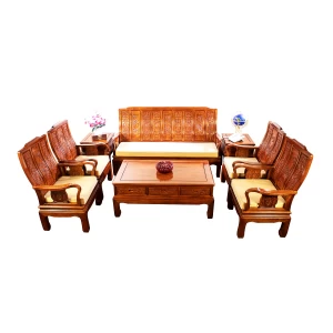 LK69/001074/8 C1.5,Solid Rosewood Highback Sofa Set 8 Pcs Set with Natural Finish